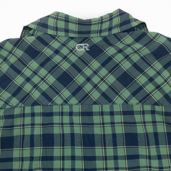 Club Ride Pearl Snap Shirt Men's Medium Green Plaid Outdoor Cycling Stretch - Picture 9 of 16